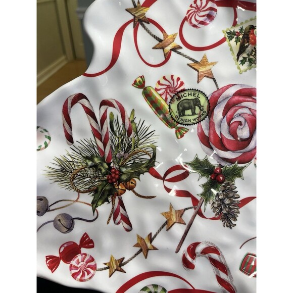 Michel Design Works Christmas Peppermint Tree Shaped Melamine Serveware Plate - Picture 13 of 14